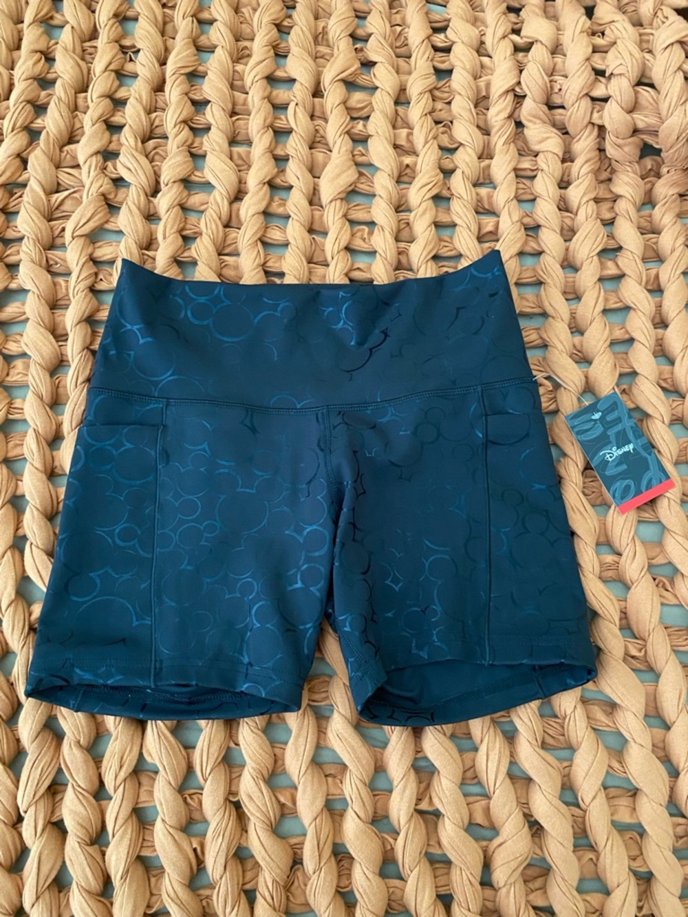 Disney Mickey Mouse Head Black Athletic Bike Shorts